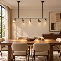 Lampe suspendue industrielle nordique moderne en acier à 5 lumières, spot cylindrique rotatif pour îlot de cuisine et table à manger (vente en gros)