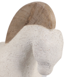 Statuetta di Cavallo in Ceramica Moderna con Base in Legno di Mango per Decorazione Casa e Ufficio - Product Image 6