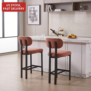 Sgabelli da Bar Set da 2, 26 pollici moderni sgabelli da banco in tessuto imbottito, <span class=keywords><strong>sedie</strong></span> a <span class=keywords><strong>isola</strong></span> da cucina <span class=keywords><strong>con</strong></span> gambe in metallo nero - Product Image 1