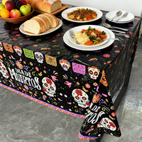 Nappe de table jetable en plastique de haute qualité, motif Crâne de la Fête des Morts, imperméable, pour décoration de fête