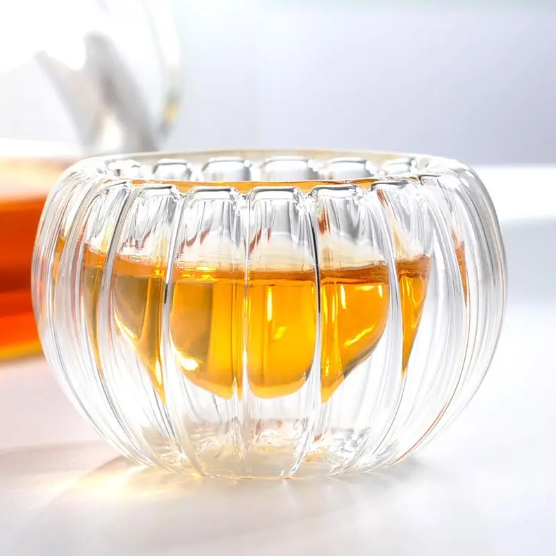 Double Wall Pumpkin Shot Glass Anti Scald Mini Pu Erh Tea Cup