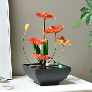 Humidificador Creativo con Flujo de Agua y Anillo LED, Cuatro Flores de Loto, Decoración de Escritorio para Oficina, Aromaterapia Táctil - Product Image 4