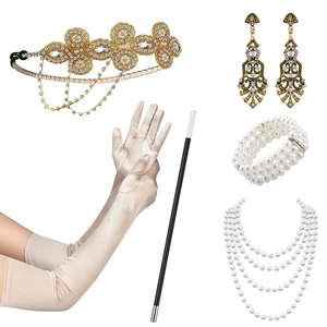 Ensemble d'accessoires de costume Flapper <span class=keywords><strong>Gatsby</strong></span> des années 20 : Bandeau, Collier de perles, Gants, Porte-cigarette, Pique à cigarette – Kits Flapper des années 20 - Product Image 3