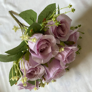 Fleurs Yiyi, fleur artificielle à 9 têtes, bouton de pierre précieuse, roses bleues, décoration intérieure, accessoire de mariage - Product Image 2