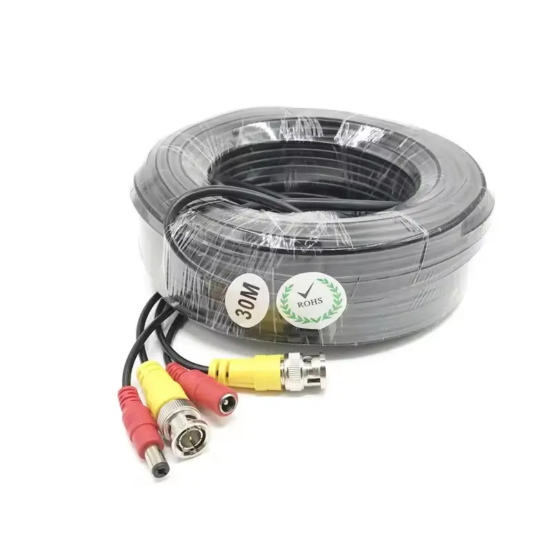 BNC-Kabel 5/10/15/20/30 m mit Gleichstrom für Fahrzeugüberwachungskamera / CCTV-Überwachung / Audio-/Videoausrüstungssysteme
