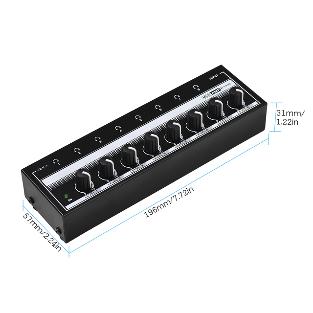 Ultra-compact 8 Channels Mini Audio Stereo Microphone AMP with Power Adapter Headphone Amplifier Audio Amp