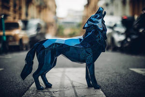 Decorazioni per interni di <span class=keywords><strong>Design</strong></span> moderno di dimensioni personalizzate in fibra di vetro galvanica <span class=keywords><strong>sculture</strong></span> di lupo - Product Image 4