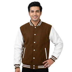 Veste universitaire personnalisée avec logo, manches en cuir, broderie, veste universitaire vintage, manteau en polaire épais pour le printemps, pour hommes et femmes - Product Image 1
