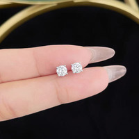 Orecchini a lobo minimalisti con testa di toro a 4 punte in oro bianco 18K con diamanti coltivati in laboratorio, orecchini raffinati, orecchini con diamanti, orecchini in oro