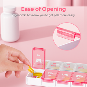 Estuche Semanal para Medicamentos, 7 Días, 14 Compartimentos, Fácil de Usar, para Pastillas - Product Image 4