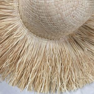 New Style Natural Raffia Straw Big Brim <b>Hat</b> Frayed Brim Two Layer Seaside Beach <b>Hat</b> - Product Image 4
