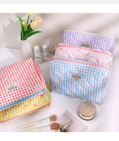 Trousse de Maquillage Rétro en Polyester pour Femme, Sac à Fermeture Éclair Tendance, Étui à Crayons Mignon pour Fille, Rangement de Maquillage pour Voyage et Étudiant