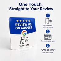 Carte NFC Google pour avis de restaurant, commande tactile, mini-programme, support carré en acrylique pour table, autocollant à puce 1k 100x100mm