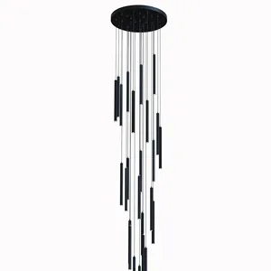 Contemporary Lamps Luxury black Chandeliers Pendant Lighting Linear Suspended Light Dining Room Pendant Luster