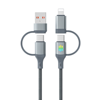 Cable de Carga Rápida PD 4 en 1, Tipo-C, Nylon Trenzado, USB C a C, 8 Pines, 3A, Cable de Datos Multifuncional para Todos los Teléfonos Inteligentes