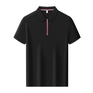 Polo Shirt Black Short Sleeve Solid Color Polyester Work Uniform Daily Wear - Product Image 1