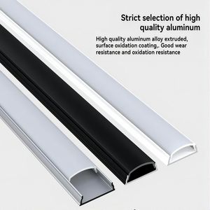 17.7mm * 6.6mm linh hoạt Trần dẫn dải ánh sáng bề mặt dẫn nhôm hồ sơ kênh với diffuserv trắng đen - Product Image 3