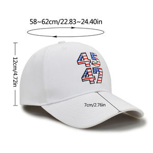 Gorras de Béisbol Bordadas con el Logotipo de la Campaña Electoral del Presidente Americano, Modelo Great Again, en Blanco y Negro, con el Número 45 47 - Product Image 5