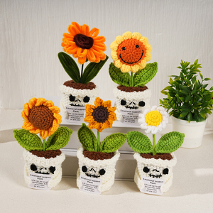 <span class=keywords><strong>Halloween</strong></span> hoa hướng dương Chậu cây hoa khuyến khích năng lượng tích cực dệt kim mô phỏng máy tính để bàn trang trí vui cầm tay Tạ Ơn - Product Image 1