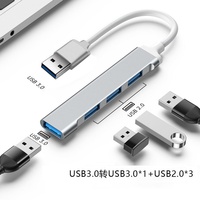 Base de Conexión USB 3.0 de 4 Puertos con Transferencia de Datos de 480 Mbps, Carga, Aleación de Aluminio, Gris Plateado, Garantía de 12 Meses, en Stock - Bajeal