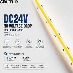 COB <b>Strip</b> Light Dotless COB 384/480LEDs/m Consistent Brightness 10mm PCB 10W/m for Aluminum Profile - Product Image 1