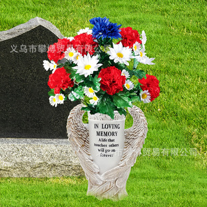 Angel Wings Decorative Vase Resin Cylindrical <b>Memorial</b> Garden Statue Sympathy <b>Gift</b> - Product Image 2