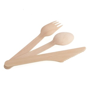 Juego de Cubiertos de Madera Natural con Cuchara, Cuchillo y Tenedor, Cubiertos de Madera Ecológicos, Cuchara con Logotipo en Oferta - Product Image 3