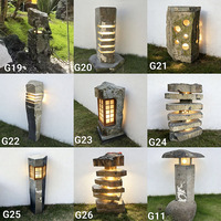 Lanterne de jardin en pierre de basalte noir gris foncé de style japonais, sculpture décorative en pierre, lampes à vendre
