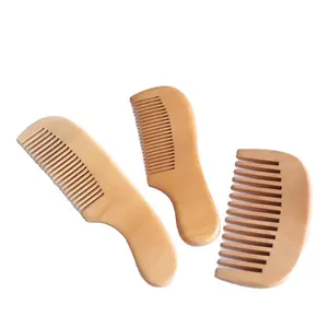 wood comb hair in bamboo mini combs with custom logo straightener styling hair combs 100% natural with handle