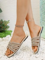 Sandales plates décontractées pour femmes, nouvelle collection été, avec strass, légères, pour le printemps, vente en gros