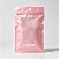 Pochette Doypack transparente avec fenêtre, fermeture éclair refermable, trou de suspension, logo personnalisé, pour emballage de chaussettes en détail, prête à l'expédition