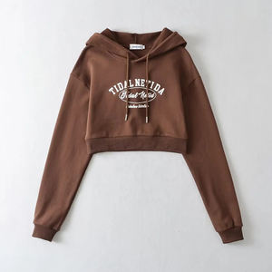 2024 sweat-shirt à logo en relief personnalisé à la mode pour femmes vêtements de course en coton grande taille avec sweats à capuche courts - Product Image 4