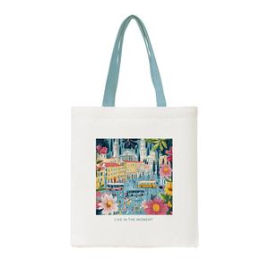 Sacs fourre-tout réutilisables en toile de coton pour femmes avec design personnalisable Sacs à provisions promotionnels - Product Image 6