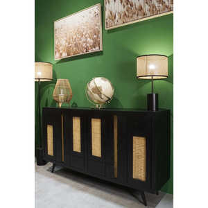 Buffet en rotin mangue 160x40x90 noir - Product Image 6