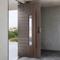 Pintu Pivot Berinsulasi Suara Mewah dengan Tampilan Kayu Walnut dan Kunci Pintar Elektronik, Pintu Masuk Aluminium untuk Rumah