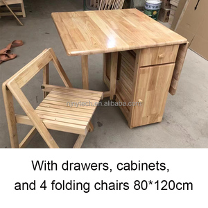 שולחן אוכל מתקפל מודרני מינימליסטי מלבני מעץ סיטונאי, חוסך מקום, עם <span class=keywords><strong>4</strong></span> כיסאות מתקפלים - Product Image 3