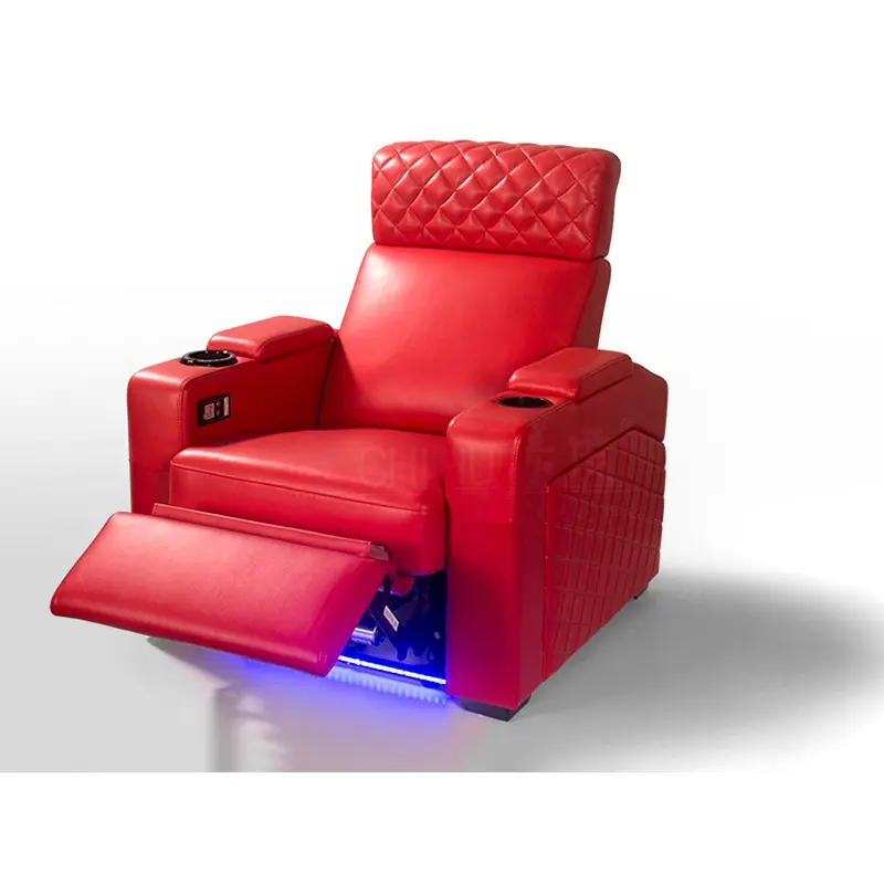 New arrival home theater sofas super modern style living room furniture top quality red leather home theater cinema couch