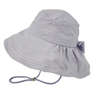 Chapeau Bob à Large Bord avec Nœud Papillon Arrière, Broderie Lettres, Sangle Mentonnière Réglable, Protection UV, Casquette d'Extérieur pour Femme