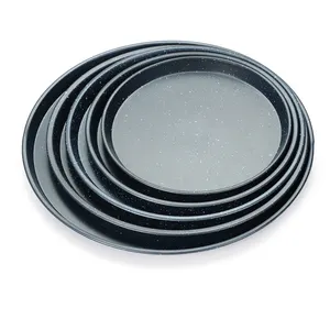 Bandeja antiaderente estilo detroit, conjunto de 6 8 10 e 12 polegadas de aço carbono, bandeja redonda para assar pizza