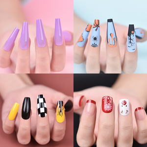 ชุดเล็บปลอมแบบกดติด 24 ชิ้น/ชุด สีพื้นสไตล์ฝรั่งเศส ทรงโลงศพขนาดกลาง ปลายเล็บแบบเต็มแผ่น วัสดุ ABS  สามารถปรับแต่งโลโก้ได้ เหมาะสำหรับร้านทำเล็บ - Product Image 6