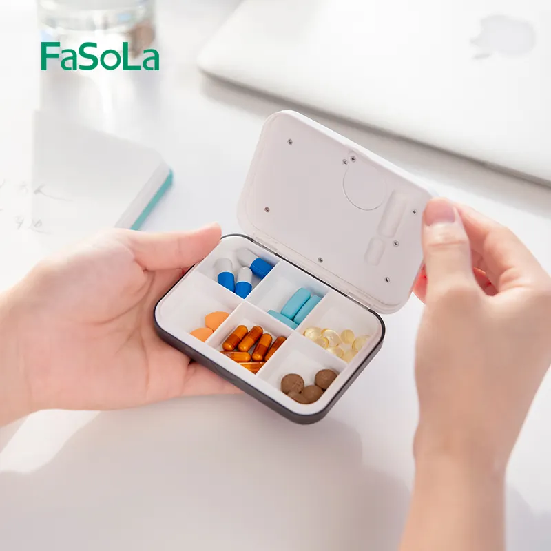 Fasola Electronic Clock Timing Small Medicine Box for Pocket or Purse Cute Small Daily Pill Box