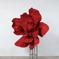 Fleurs en papier rouge réalistes, fabrication artisanale, vente en gros, grandes décorations murales pour mariage et Noël
