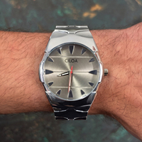 Montre à quartz CILOA pour homme, bracelet en acier inoxydable, cadran rond, aiguilles lumineuses, calendrier, étanche, montre-bracelet pour affaires et occasions décontractées