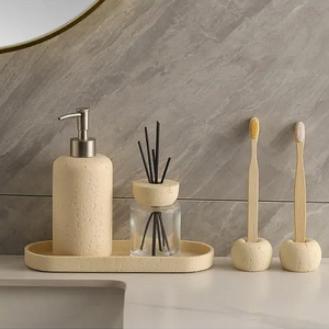 Distributeur de salle de bain en <span class=keywords><strong>travertin</strong></span> 500 ml, flacon de luxe pour shampoing et gel douche avec pompe en acier inoxydable - Product Image 6