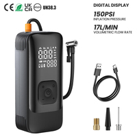 Gonfleur de pneus 150 PSI, pompe à air électrique portable 90W avec batterie externe pour voiture, moto, vélo