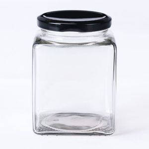 Vierkante glazen honingpotjes, 180ml tot 500ml inhoud, glazen honingflessen, glazen potten voor zelfgemaakte vleessaus. - Product Image 6