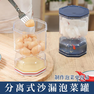 Cross Border Douyin Kitchen Dry Wet Separation Kimchi <b>Jar</b> Airtight Hourglass <b>Pickling</b> Container M Size White Dark Blue Plastic - Product Image 5