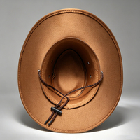 Sombrero Fedora Vaquero Occidental Personalizado Unisex de Tela de Gamuza con Ala Ancha, Protección Solar, Gorra Clásica para Montar a Caballo con Tres Cuerdas