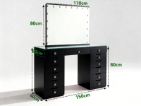 Table de maquillage professionnelle moderne en bois avec miroir éclairé par LED, table de maquillage commerciale pour studios de maquillage et salons
