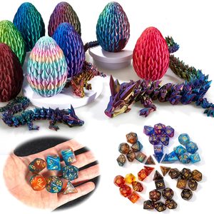 Conjunto de Dados DND Personalizado em Forma de Ovo de Dragão 7PCS Dados Poliedrais com Caixa de Presente de Ovo de Dragão Impressa em 3D OEM ODM Atacado - Product Image 2